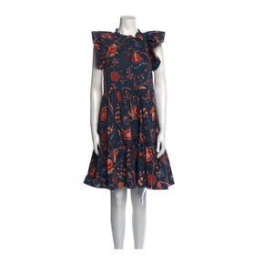 Ulla Johnson Floral Print Joan Ruffle Knee Length Dress